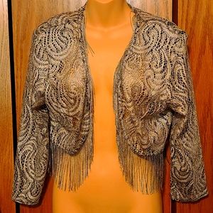 NWOT Dress Barn Collection Sparkly Fringed Short Jacket